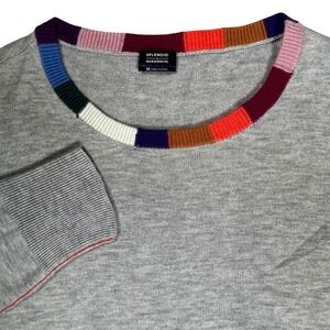 Splendid‎ x Margherita Gray Cashmere Blend Sweater Sz XL Multicolor Accents Cozy